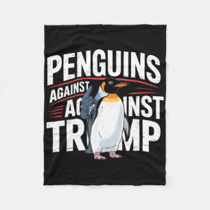Penguin Flippers Up Resist Funny Penguins Against Fleece Blanket