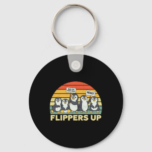 Penguin Flippers Up Resist Funny Penguins Against Key Ring
