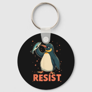 Penguin Flippers Up Resist Funny Penguins Against Key Ring