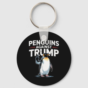 Penguin Flippers Up Resist Funny Penguins Against Key Ring