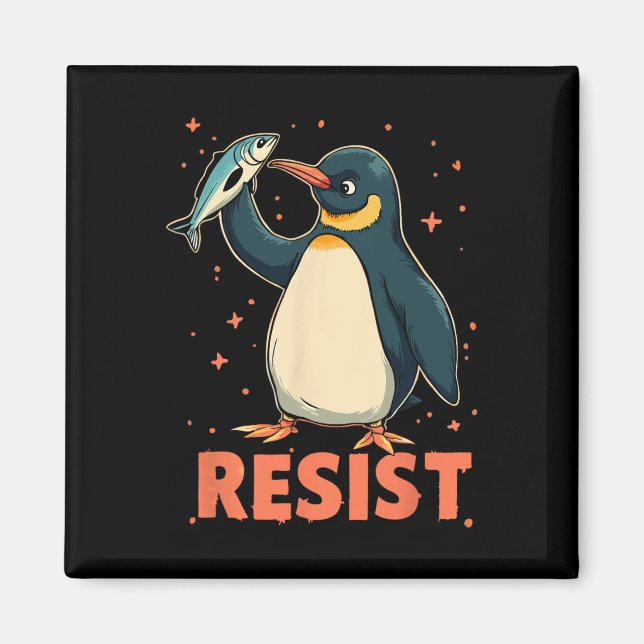 Penguin Flippers Up Resist Funny Penguins Against  Magnet (Front)
