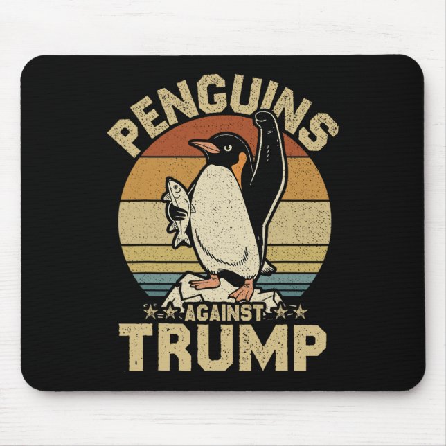 Penguin Flippers Up Resist Funny Penguins Against  Mouse Pad (Front)