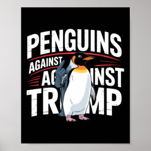 Penguin Flippers Up Resist Funny Penguins Against Poster