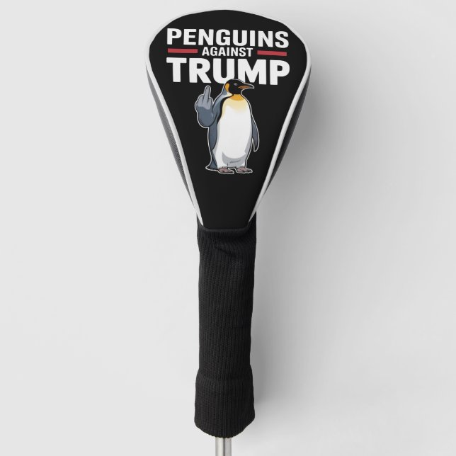 Penguin Flippers Up Resist Penguins Against Trump Golf Head Cover (Front)