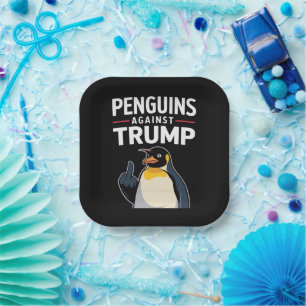 Penguin Flippers Up Resist Penguins Against Trump Paper Plate