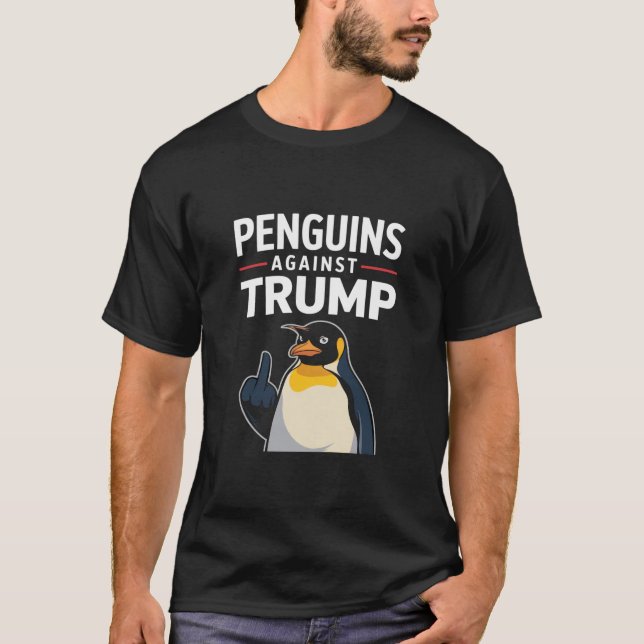 Penguin Flippers Up Resist Penguins Against Trump T-Shirt (Front)