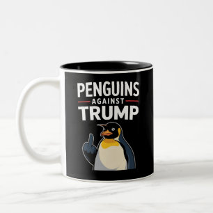 Penguin Flippers Up Resist Penguins Against Trump Two-Tone Coffee Mug