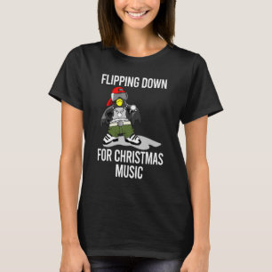 Penguin Flipping Down For Christmas Rock And Roll T-Shirt