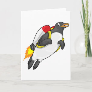 Penguin Flying Jetpack Card