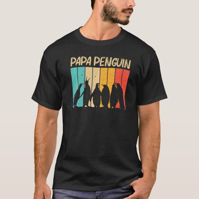 Penguin For Men Dad Penguins Bird Animal Retro T-Shirt (Front)