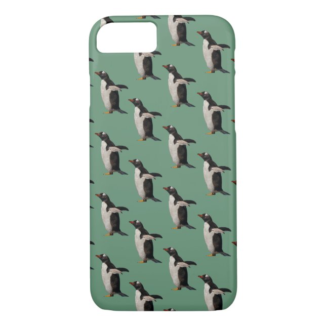 Penguin Frenzy iPhone 7 Case (Green) (Back)