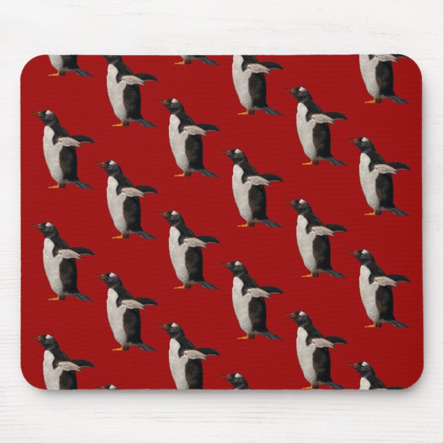 Penguin Frenzy Mousemat (Red) (Front)