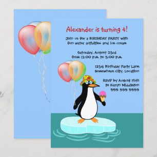Penguin Fun Birthday Party Invitation