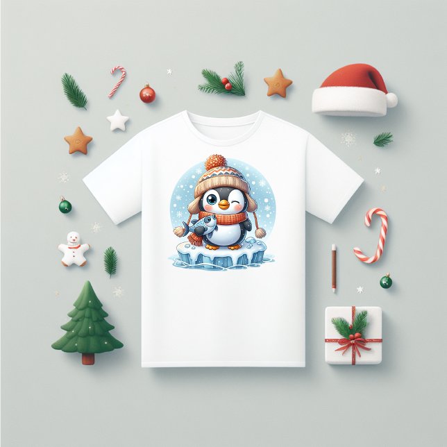 Penguin fun fishing T-Shirt (Penguin fishing fun Christmas gift.)