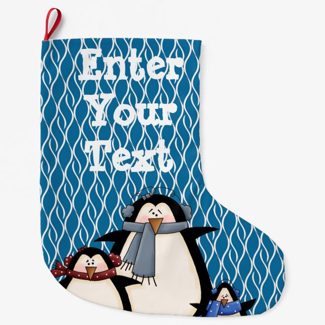 Penguin Fun Gifts and Decor Large Christmas Stocking (Front)