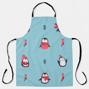Penguin Fun: Vintage Seamless Whimsy. Apron