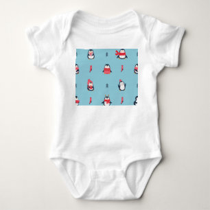 Penguin Fun: Vintage Seamless Whimsy. Baby Bodysuit