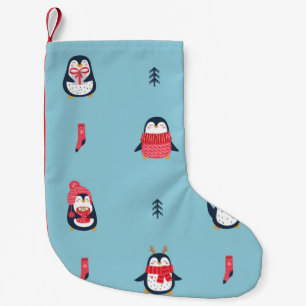 Penguin Fun: Vintage Seamless Whimsy. Small Christmas Stocking