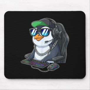 Penguin gamer funny gaming penguins play video gam mouse pad