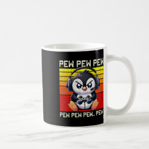 Penguin Gamer Pew Funny Video Games Vintage Boys M Coffee Mug