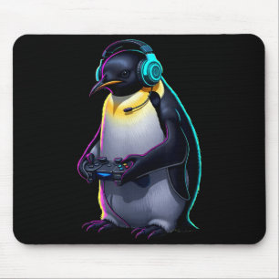 Penguin Gaming Animal Video Games Funny Penguin Mouse Pad