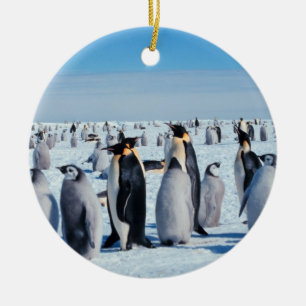Penguin Gathering Ceramic Ornament
