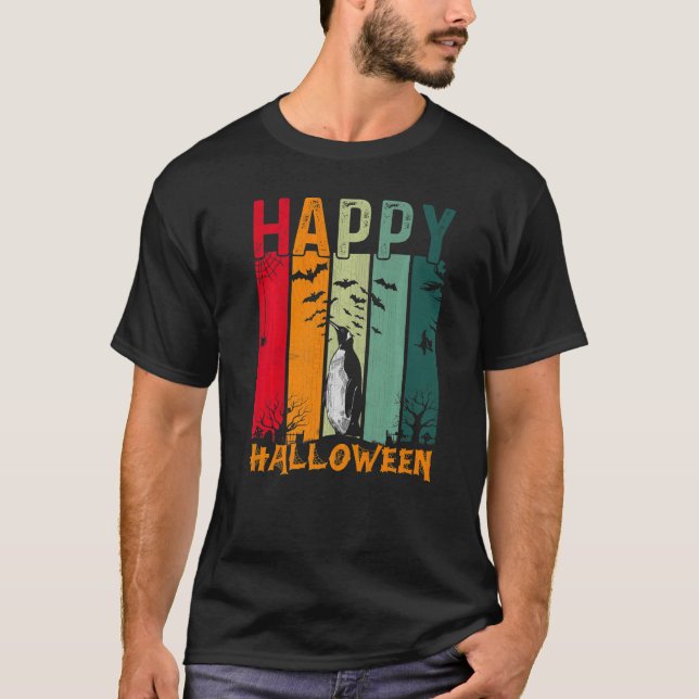 Penguin  Girls Boys Retro Style Halloween Dinner P T-Shirt (Front)