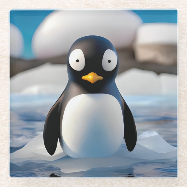 Penguin Glass Coaster (Front)