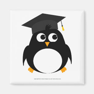 Penguin Graduation Design - Square Magnet