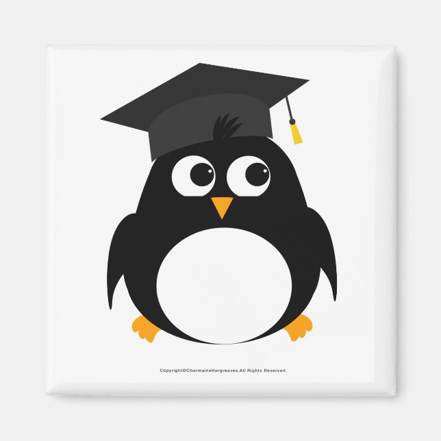 Penguin Graduation Design - Square Magnet (Front)