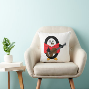 Penguin Guitar Cute Musician Cushion