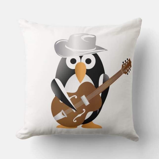 Penguin guitarist cushion (Front)