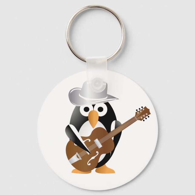 Penguin guitarist key ring (Front)