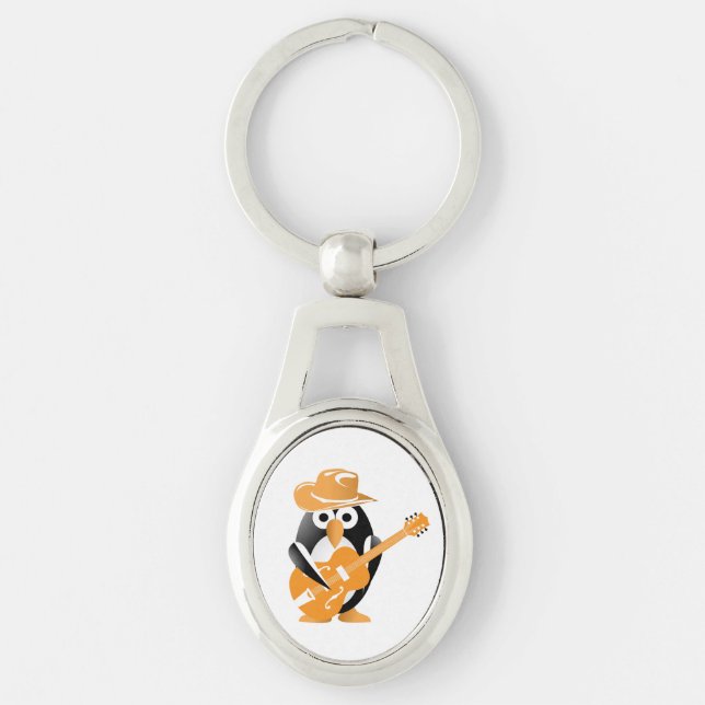 Penguin guitarist key ring (Front)