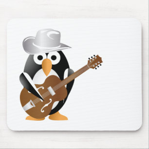 Penguin guitarist mouse pad