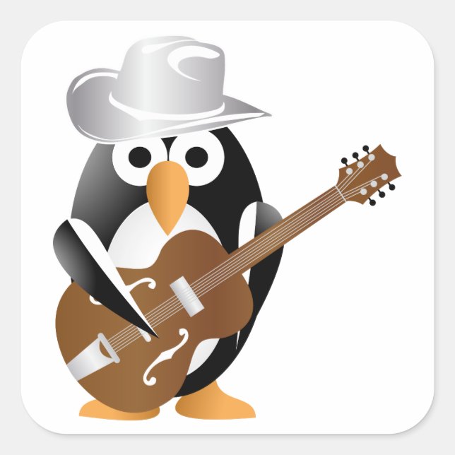 Penguin guitarist square sticker (Front)