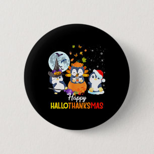 Penguin Halloween Merry Christmas Happy Hallothank 6 Cm Round Badge