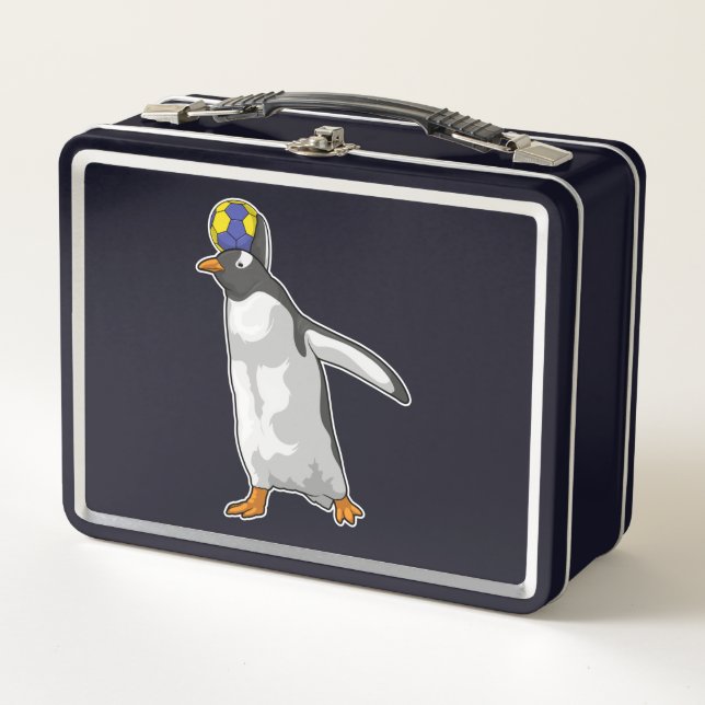 Penguin Handball player Handball Metal Lunch Box (Front)