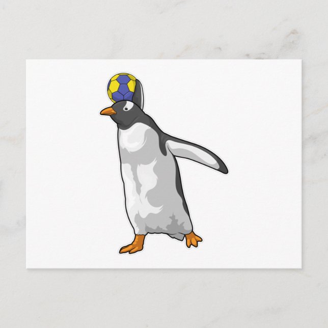 Penguin Handball player Handball Postcard (Front)