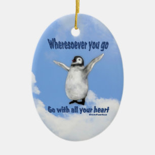 Penguin Happiness Inspirational Quote Ornament