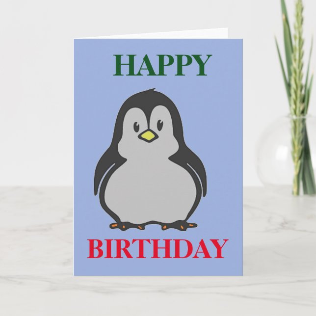 Penguin Happy Birthday Greetings Card (Front)