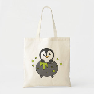 Penguin Happy Halloween Cauldron Bat Tote Bag