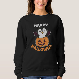 Penguin Happy Halloween Pumpkin Bat Costume Sweatshirt