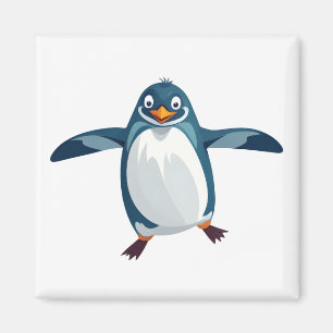 Penguin Happy Playful Fun Jumping In The Air Ocean Magnet