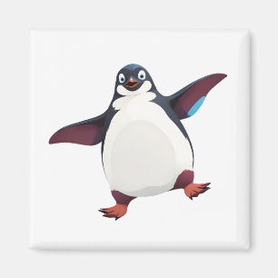 Penguin Happy Playful Fun Jumping In The Air Ocean Magnet