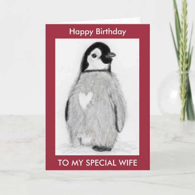 PENGUIN HEART BIRTHDAY FOR ANYONE! PERSONALISE CARD (Front)