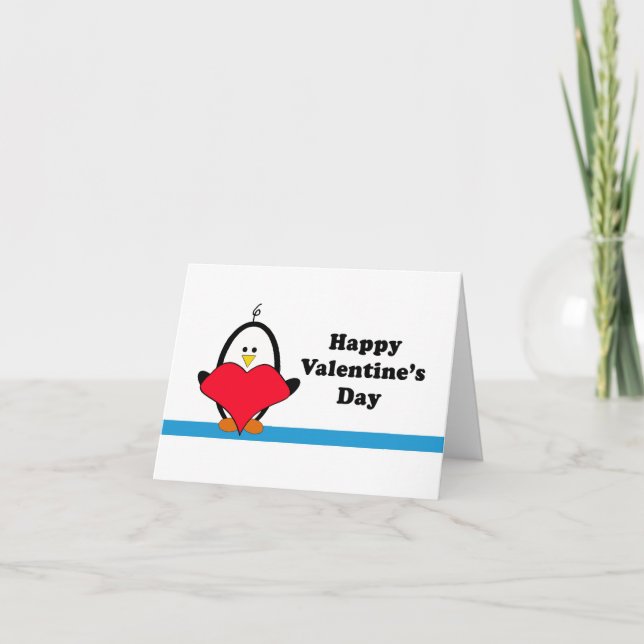 Penguin Heart Valentine Card (Front)