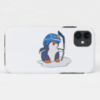 Penguin hockey player | choose background colour