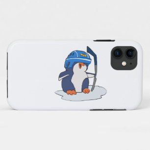 Penguin hockey player   choose background colour iPhone 11 case