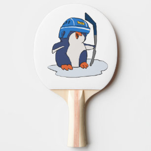 Penguin hockey player choose background colour ping pong paddle